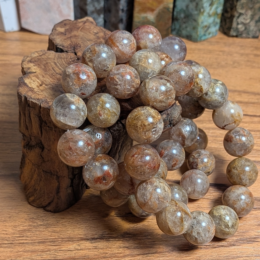 ALL 3 - Red Skeleton Quartz 15mm Crystal Bracelets